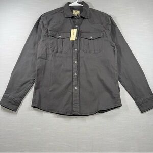 Scott James Pearl Snap Work Shirt Mens S Gray Canvas Western Utility Stretch NWT